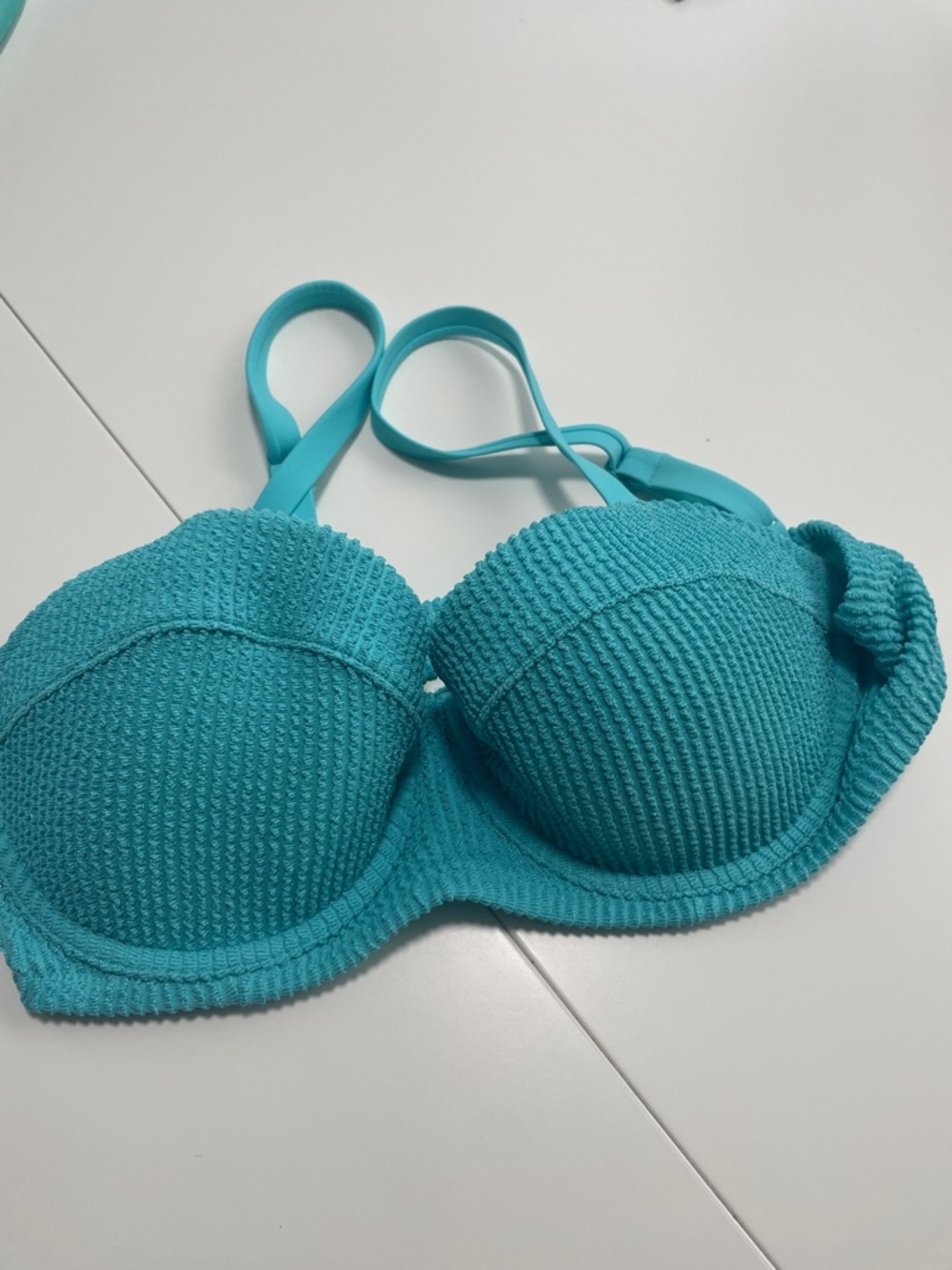 aerie Bright Teal Ribbed Bikini Top